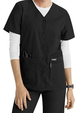 Shirt, Tunic Staff Snap Frontv-Neckblk 5Xlg Landau, 1/Ea