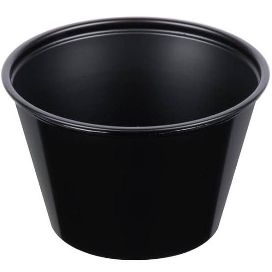 Solo® Black Polystyrene Soufflé Cup, 4-Ounce, 10/Cs