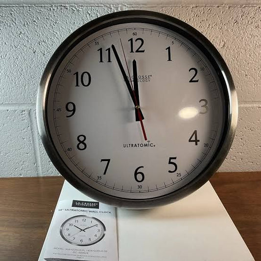 Clock, Wall Analog Slvr 14.5", 1/Ea