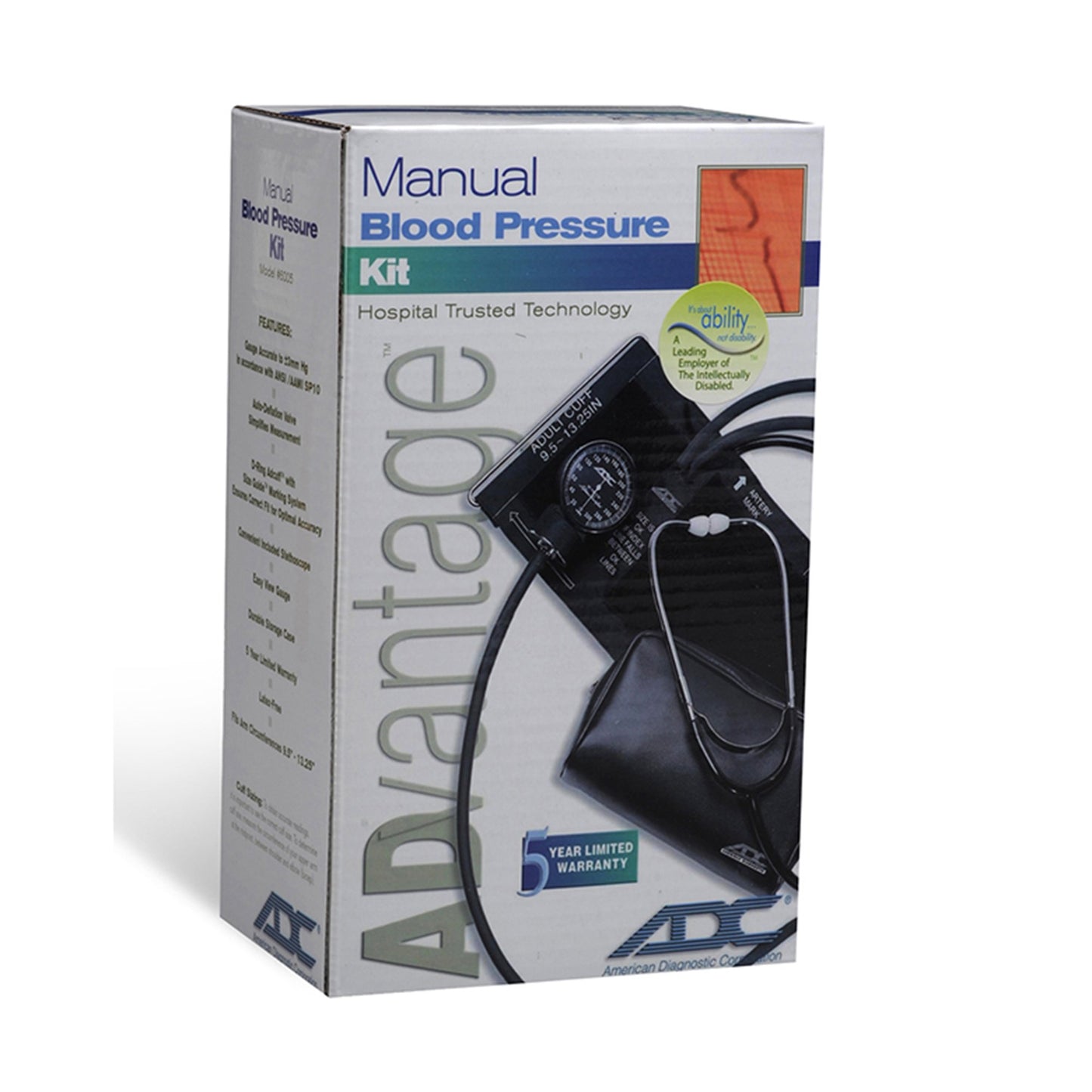 Advantage™ 6005 Manual Blood Pressure Kit Aneroid Sphygmomanometer / Stethoscope Combo 1/EACH -6005