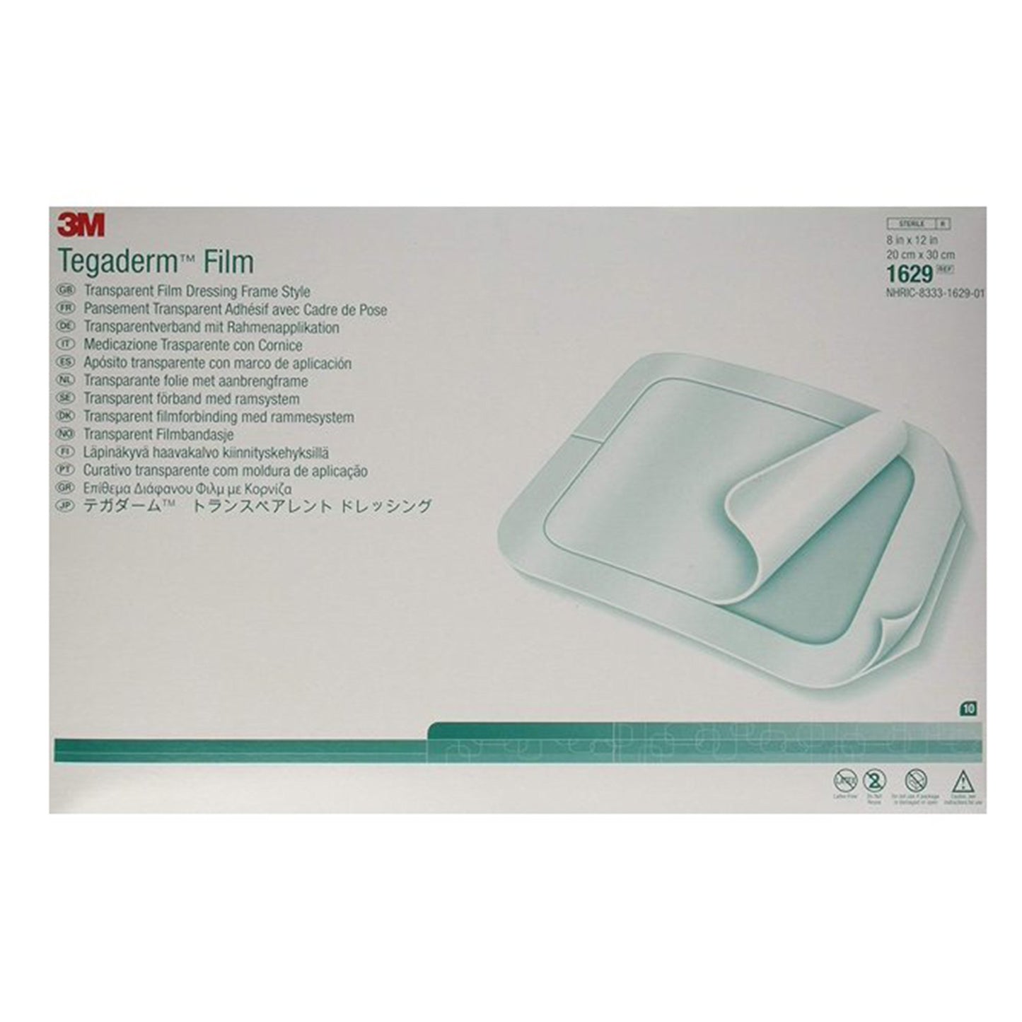 3M™ Tegaderm™ Rectangular Transparent Sterile Film Dressing, 8 x 12 Inch 1/EACH -1629