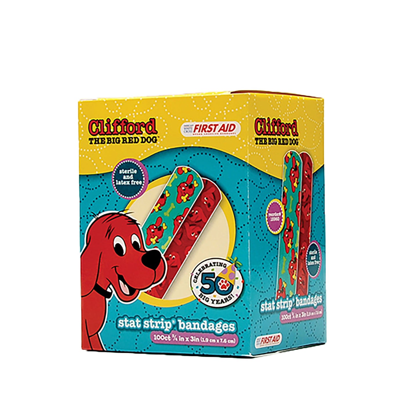 American White Cross Stat Strip Clifford the Big Red Dog Adhesive Strip,  x 3 Inch 1/BOX -15960