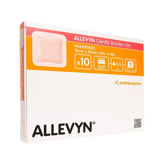 Allevyn™ Gentle Border Lite Silicone Gel Adhesive with Border Thin Silicone Foam Dressing, 4 x 4 Inch 60/CASE -66800835