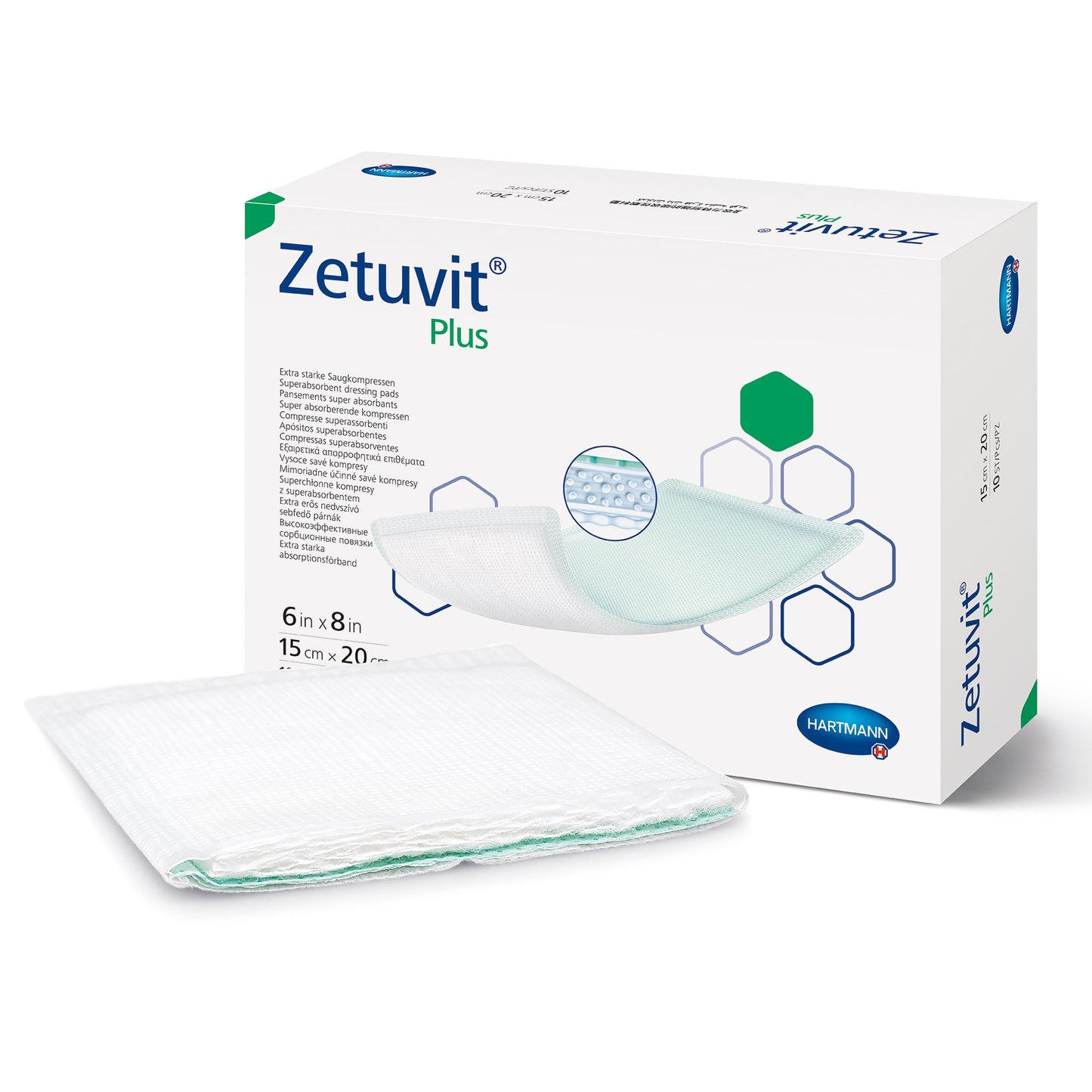 Zetuvit Plus Sterile Superabsorbent Dressing, 6 x 8 Inch 10/BOX -413112