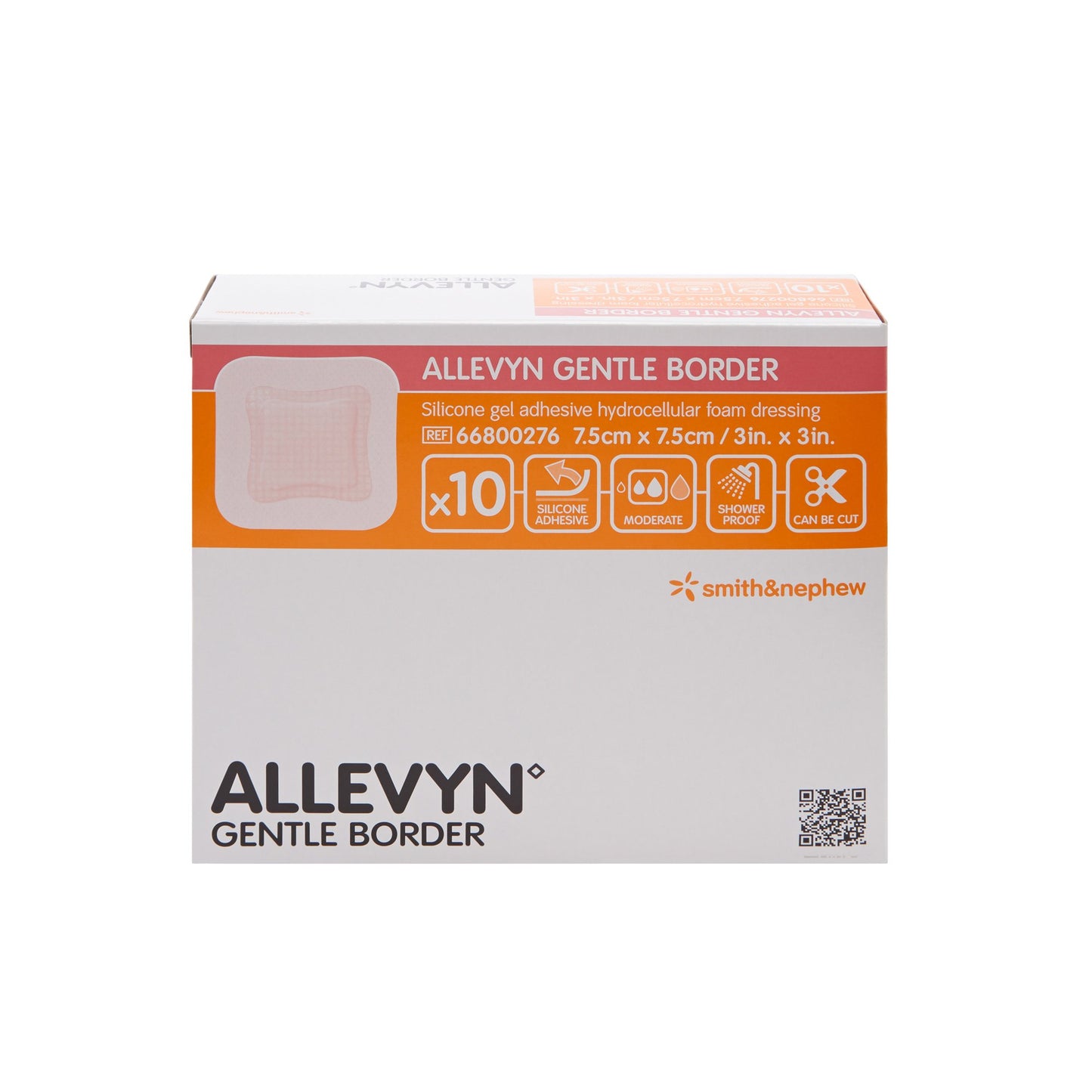 Allevyn Gentle Border Silicone Foam Dressing, 3 x 3 Inch 10/BOX -66800276