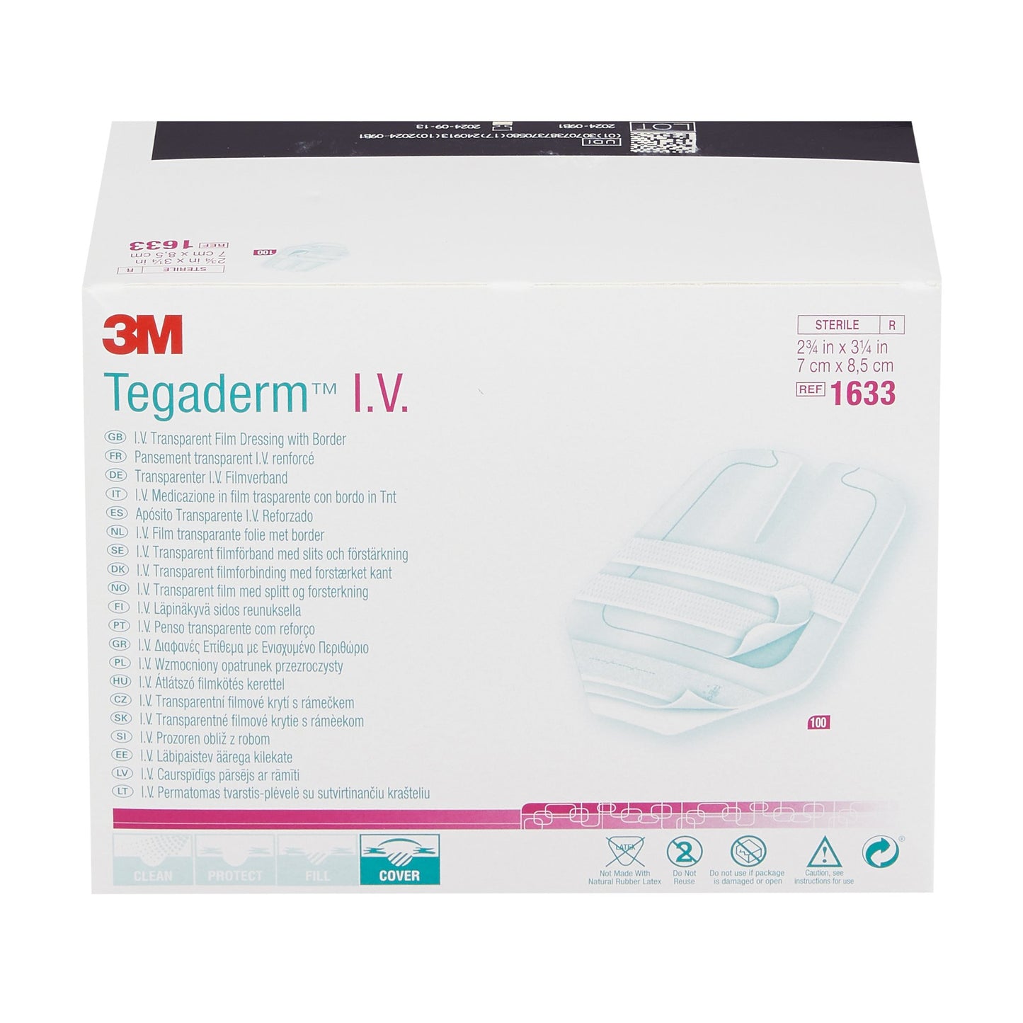 3M™ Tegaderm™ IV Dressing, 8.5 x 7 cm 1/EACH -1633