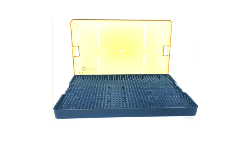 Br Surgical Instrument Sterilization Tray Br Instrument Sterilization Tray, With Silicone Mat, Amber Lid, 10" X 6" X _"