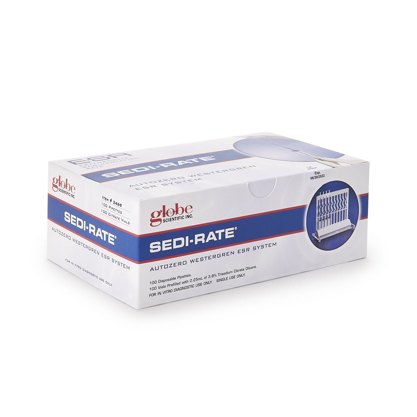 Sedi-Rate™ Erythrocyte Sedimentation Rate (ESR) Autozero Westergren Hematology Test Kit 100/BOX -3469