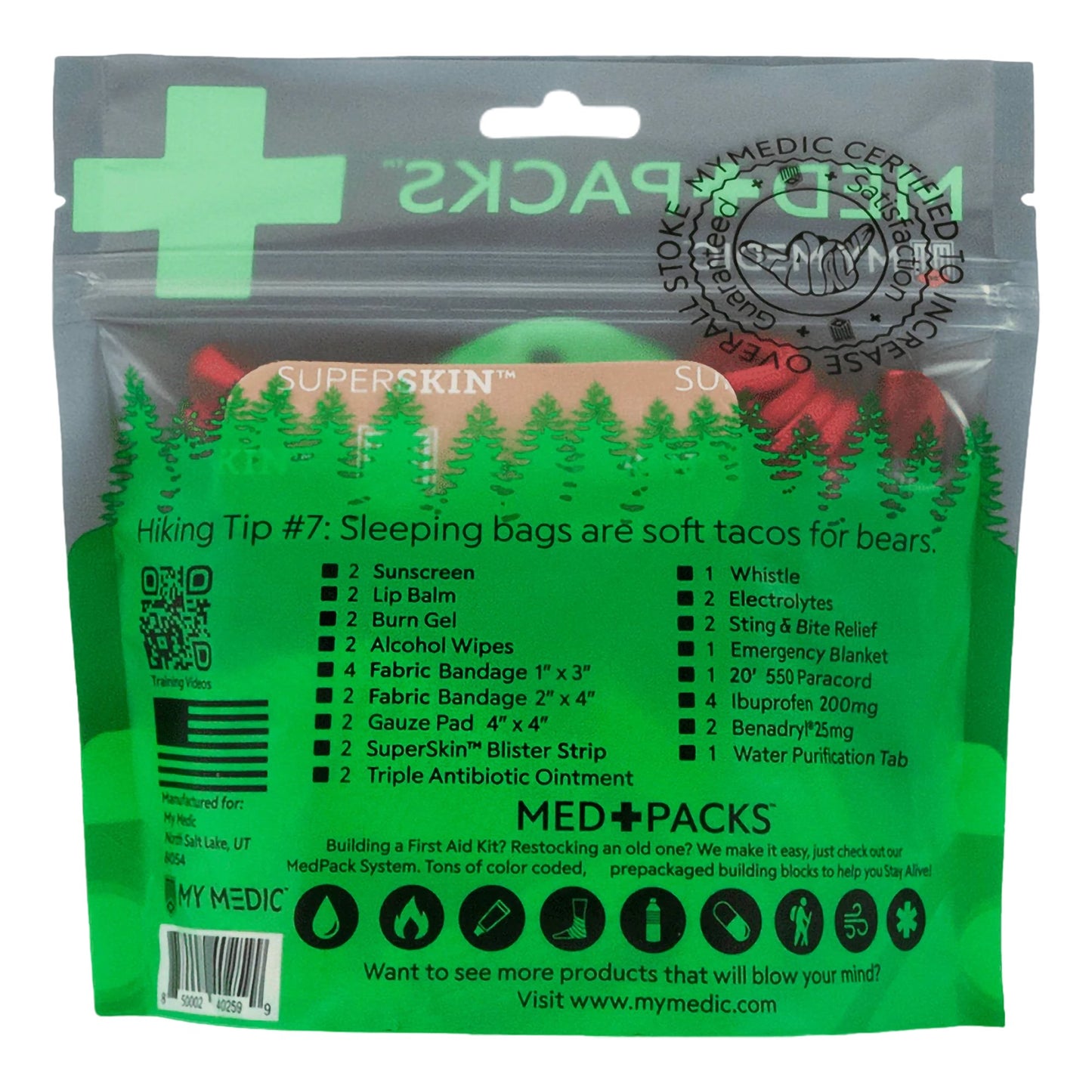 My Medic Med Packs First Aid Kit for Hikers – Outdoor Injury Supplies in Portable Pouch 1/EACH -MM-MED-PACK-HKR-EA-V2