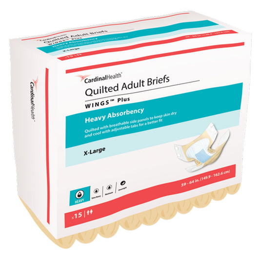 Wings™ Plus Quilted Heavy Absorbency Incontinence Brief, Extra Large 60/CASE -66035