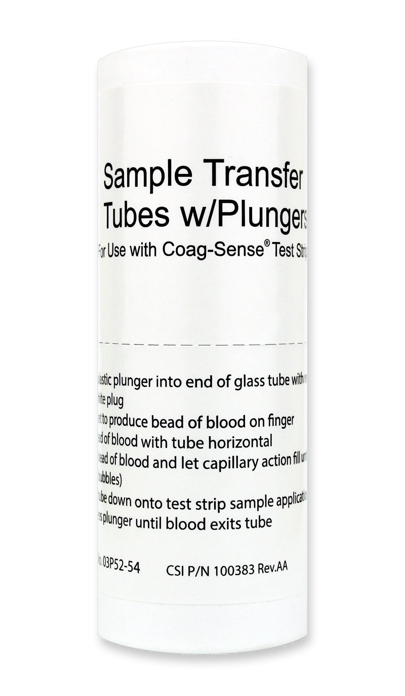 TUBE, SAMPLE TRANSFER COAG-SENSE GLASS CAP W/PLUNGER (54/VL)