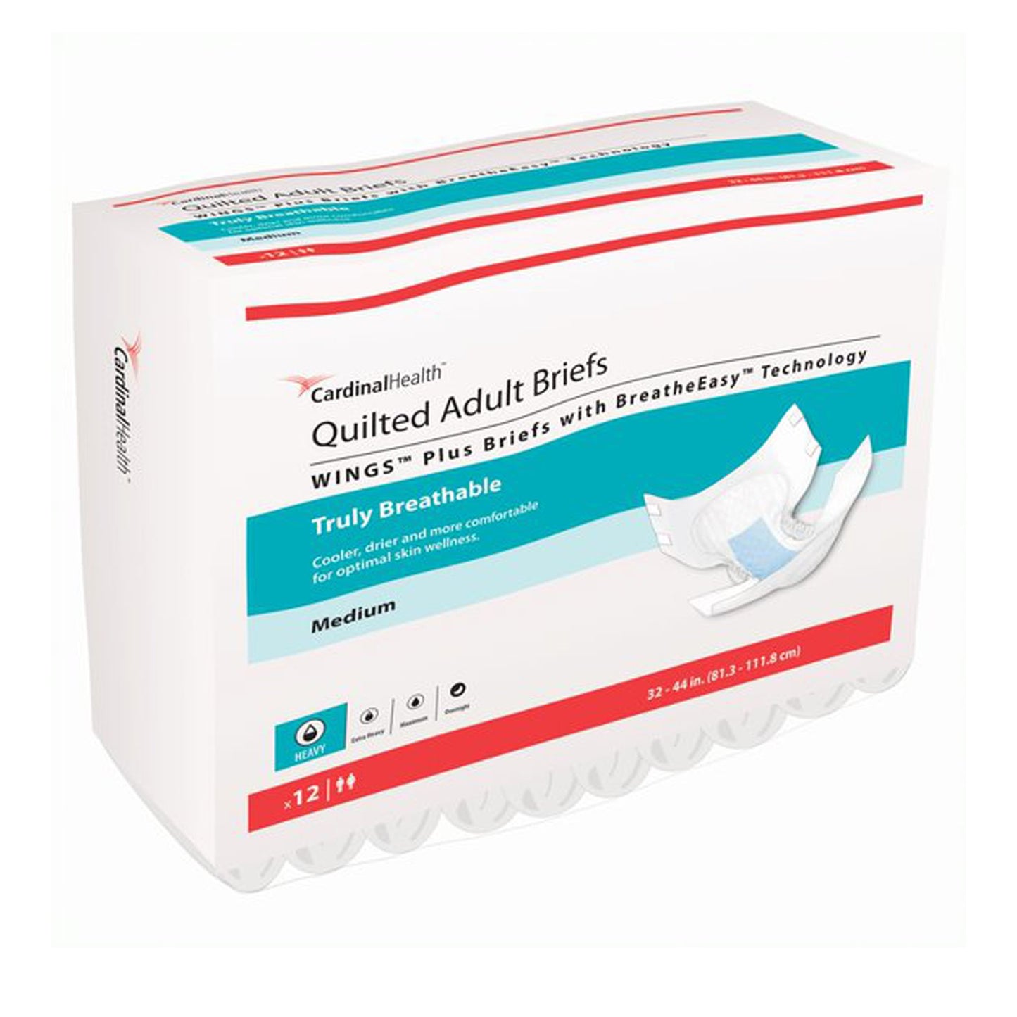 Wings™ Quilted Plus with BreatheEasy™ Technology Incontinence Brief, Medium 96/CASE -66133