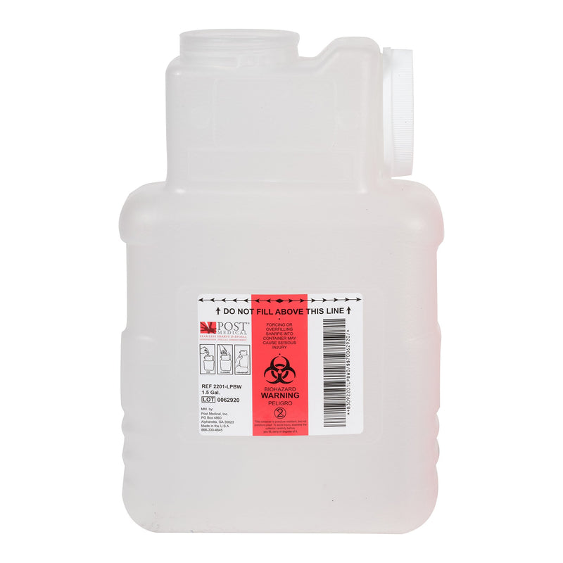 Post Medical Multi-purpose Sharps Container, 1-1/2 Gallon 22/CASE -2201-LPBW-22 - BriteSources
