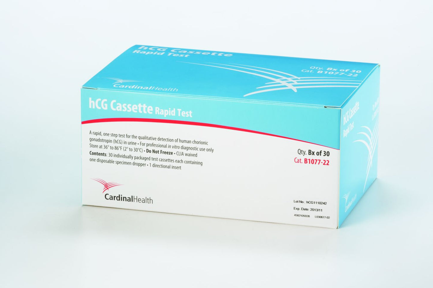 Cardinal Health hCG Pregnancy Fertility Reproductive Health Test Kit 30/BOX -B1077-22