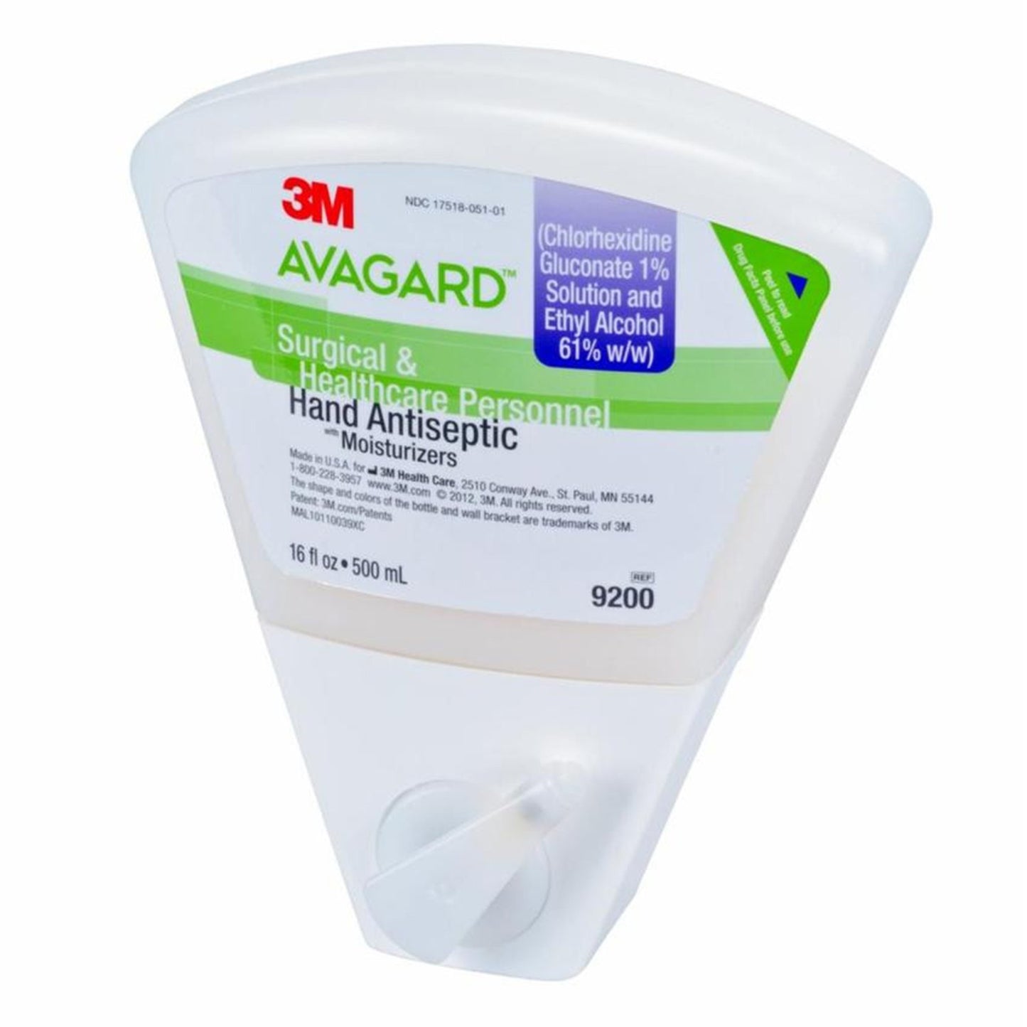 3M Avagard Surgical Scrub Dispenser Refill Bottle, 1% Chlorhexidine Gluconate, 61% Ethyl Alcohol 1/EACH -9200