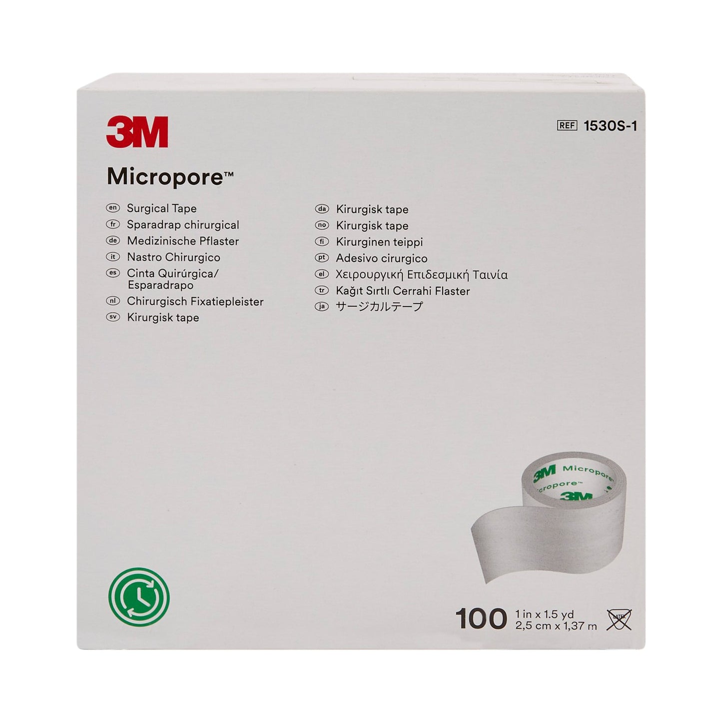 3M™ Micropore™ Paper Medical Tape, 1 Inch x 1-1/2 Yard, White 500/CASE -1530S-1