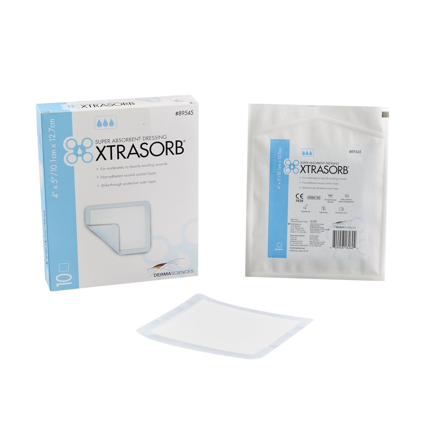 xtrasorb™ Classic Gelling Foam Dressing, 4 x 5 Inch 10/BOX -89545