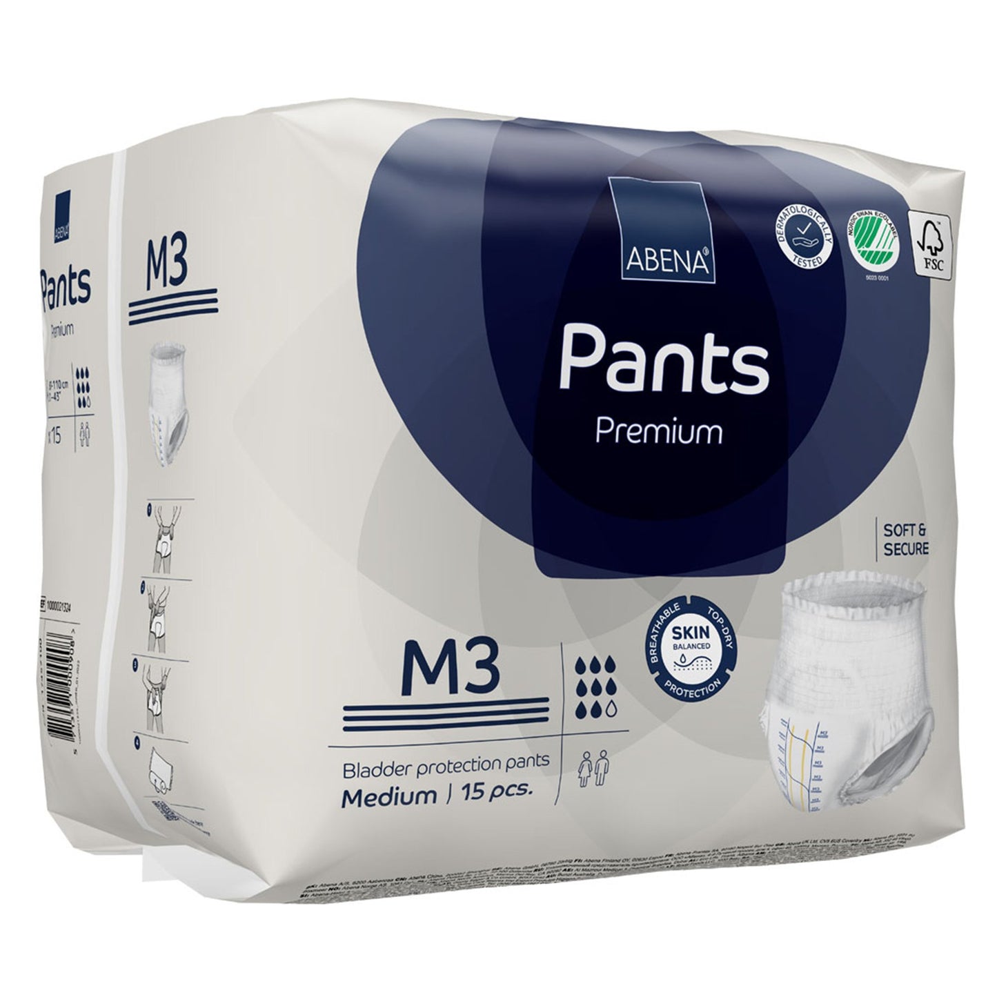 Abena Premium Pants M3 Incontinence Brief, Medium 90/CASE -1000021324