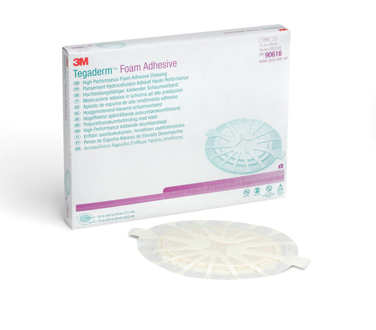 3M™ Tegaderm™ High Performance Adhesive with Border Foam Dressing, 7½ x 8 Inch Oval 5/BOX -90616