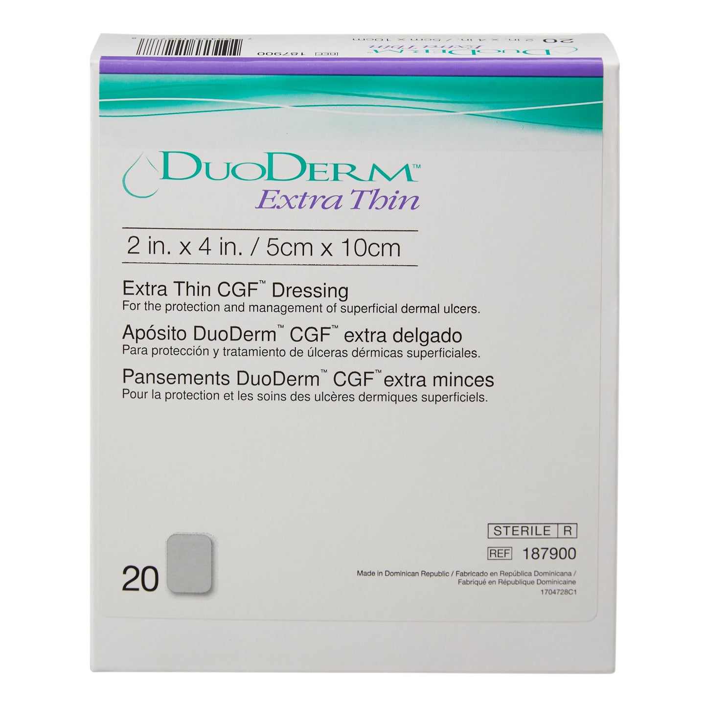 DuoDerm Extra Thin Hydrocolloid Dressing, 2 x 4 Inch