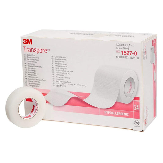 3M™ Transpore™ Plastic Medical Tape, 1/2 Inch x 10 Yard, Transparent 24/BOX -1527-0