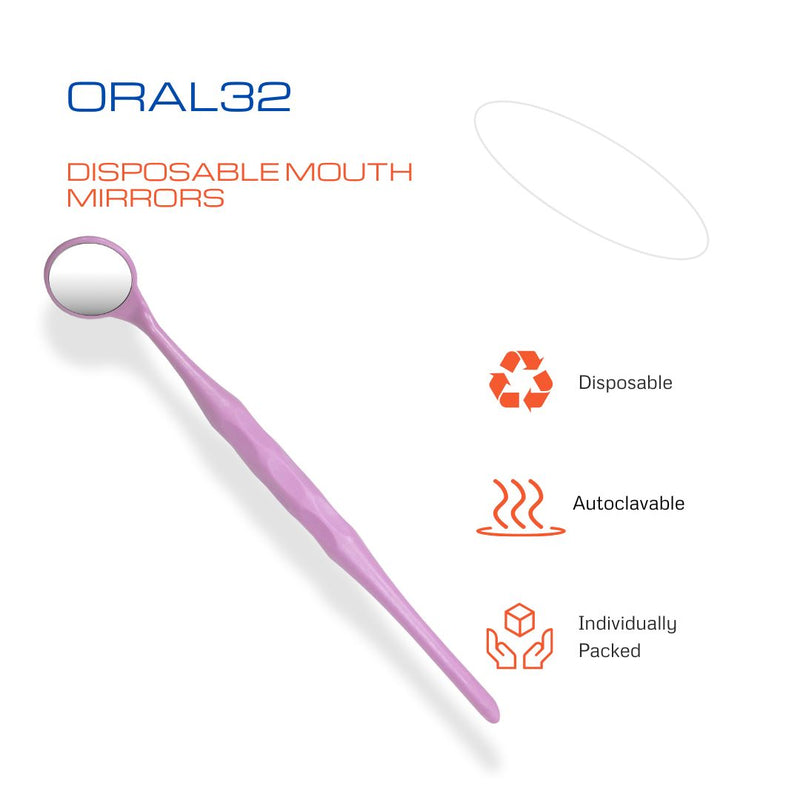 50 Pieces Dental Autoclavable Disposable Mouth Mirror Pink -ORAL32 - Osung USA