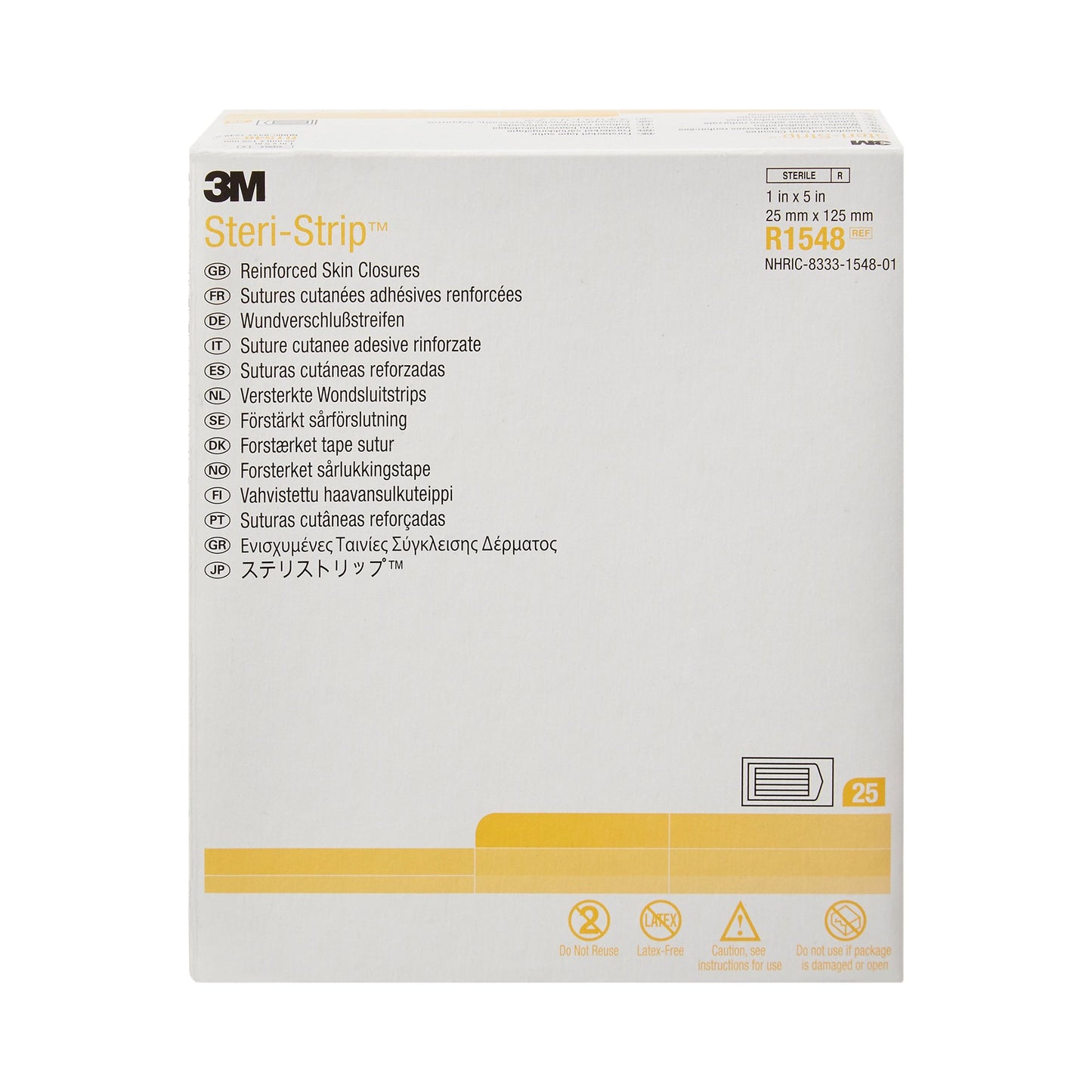 3M™ Steri-Strip™ Skin Closure Strip, 1 x 5 in. 25/BOX -R1548