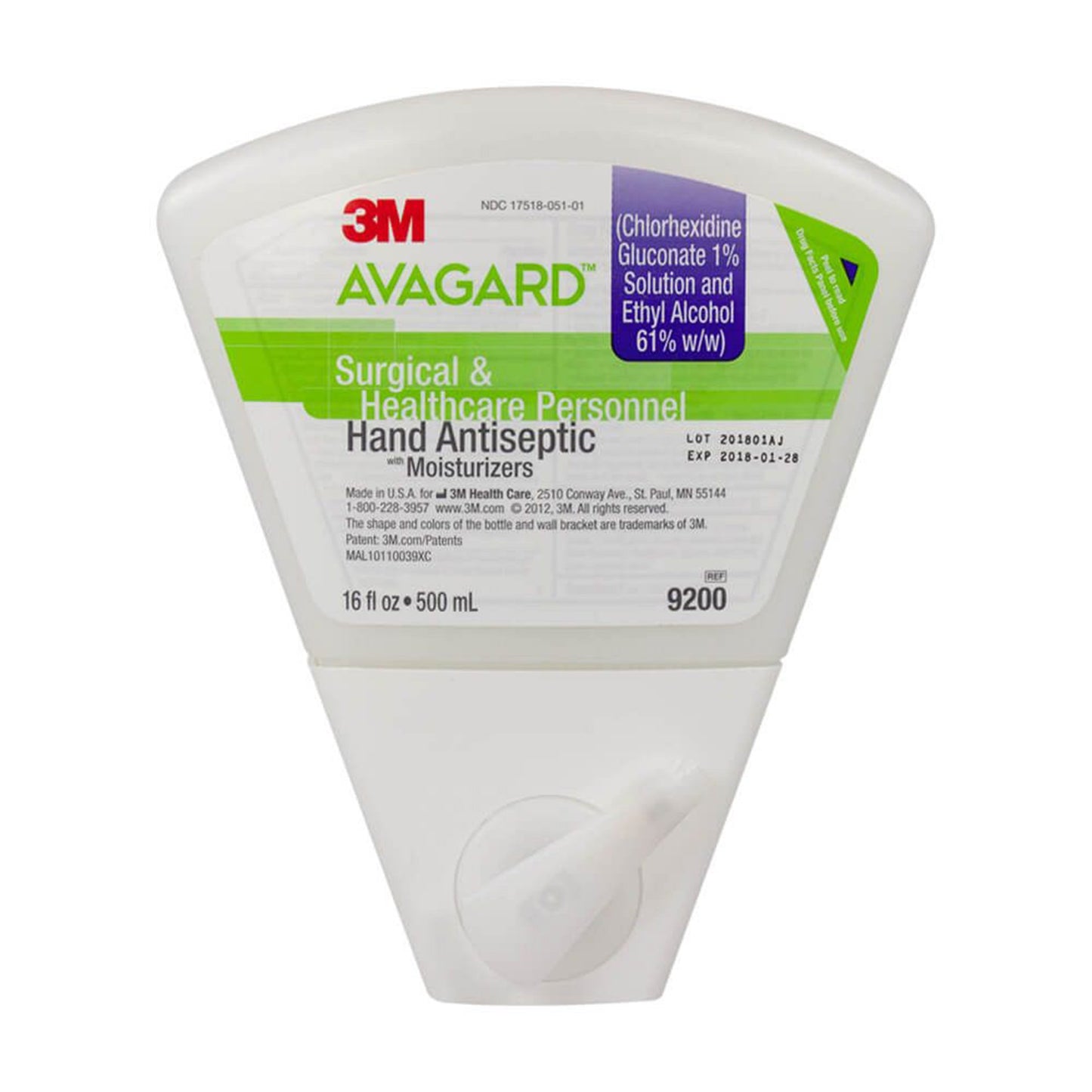 3M Avagard Surgical Scrub Dispenser Refill Bottle, 1% Chlorhexidine Gluconate, 61% Ethyl Alcohol 1/EACH -9200