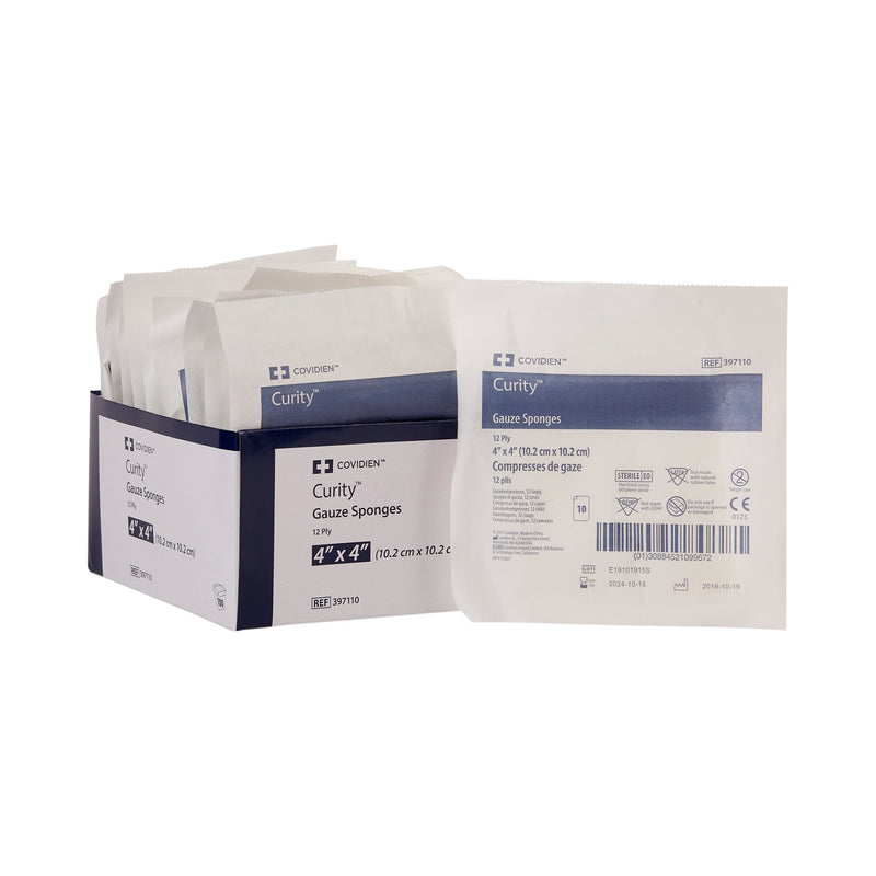 Curity™ Sterile USP Type VII Gauze Sponge, 4 x 4 Inch, 12-Ply 10/TRAY -397110 - BriteSources