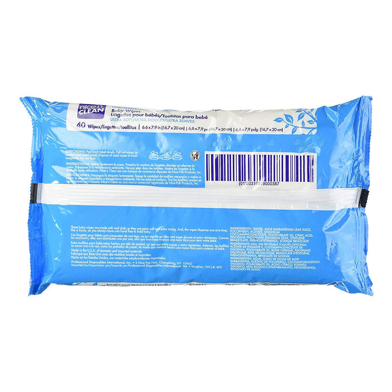 Nice’n Clean Unscented Baby Wipes, Soft Pack 40/BOX -Q70040 - BriteSources