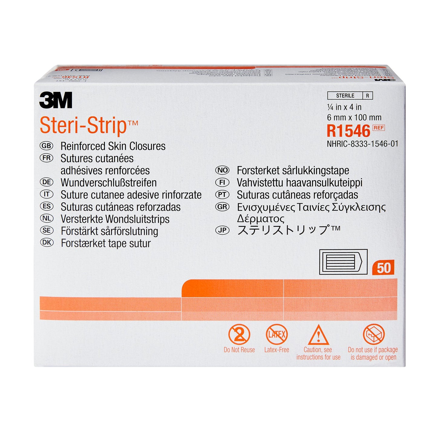 3M™ Steri-Strip™ Skin Closure Strip, 1/4 X 4 Inch 50/BOX -R1546