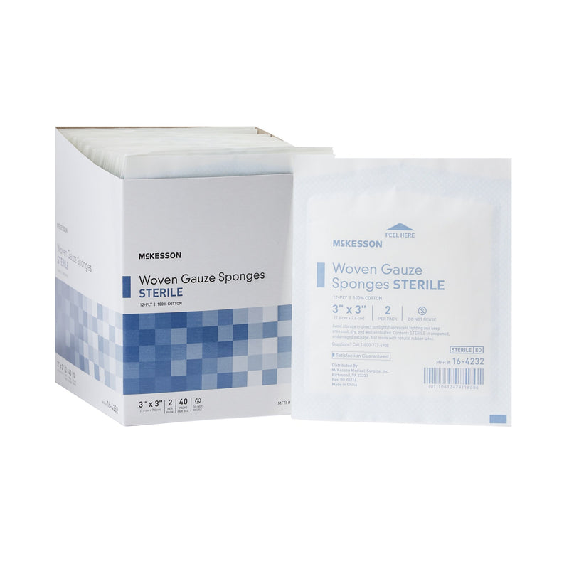 McKesson Sterile Gauze Sponge, 3 x 3 Inch, 12-Ply