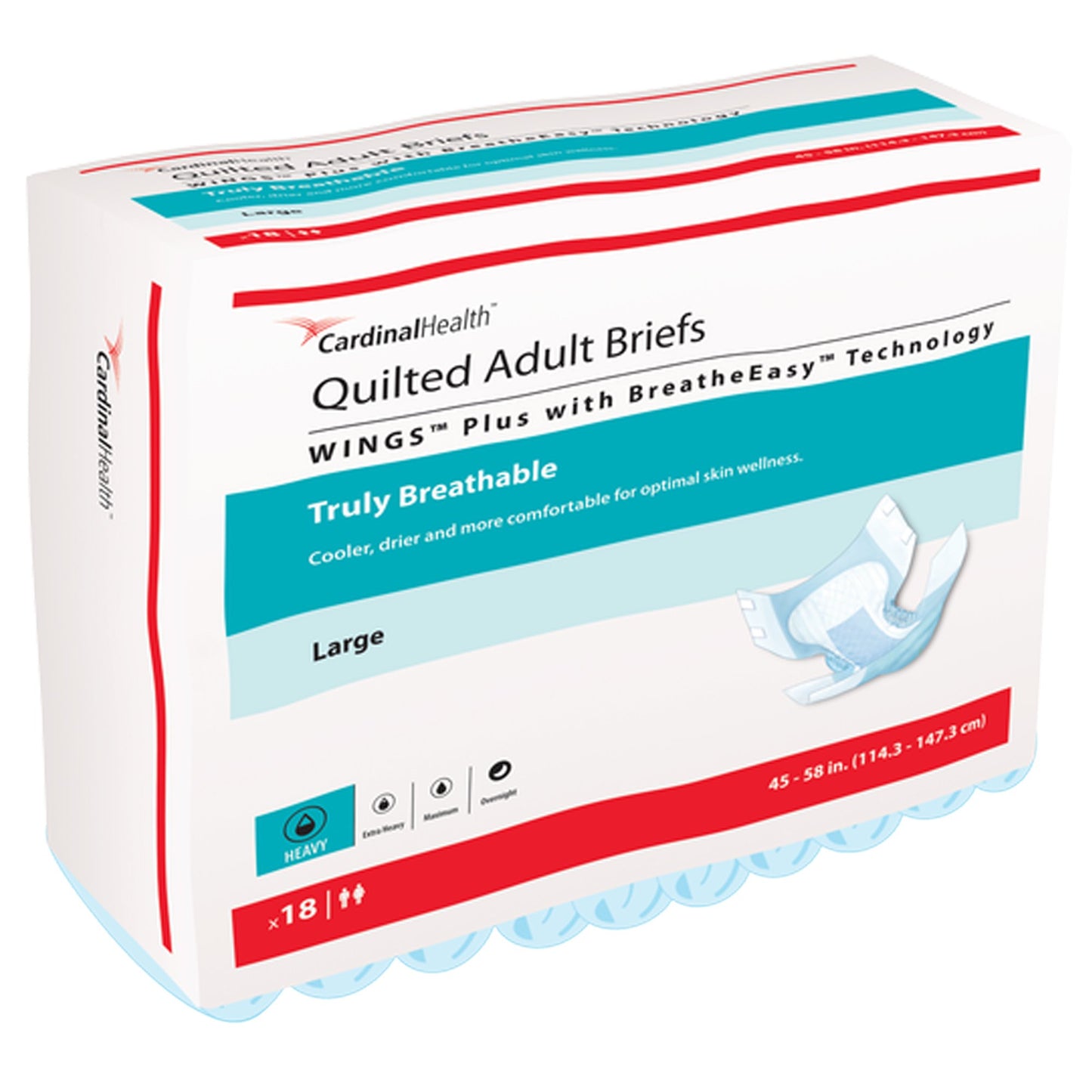 Wings™ Quilted Plus with BreatheEasy™ Technology Incontinence Brief, Large 72/CASE -66134