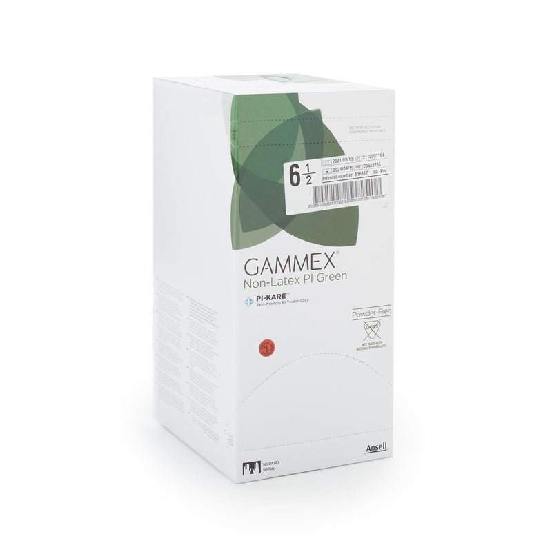 Gammex Non-Latex PI Green Polyisoprene Surgical Glove, Size 6.5, Light Green 200/CASE -20685265 - BriteSources