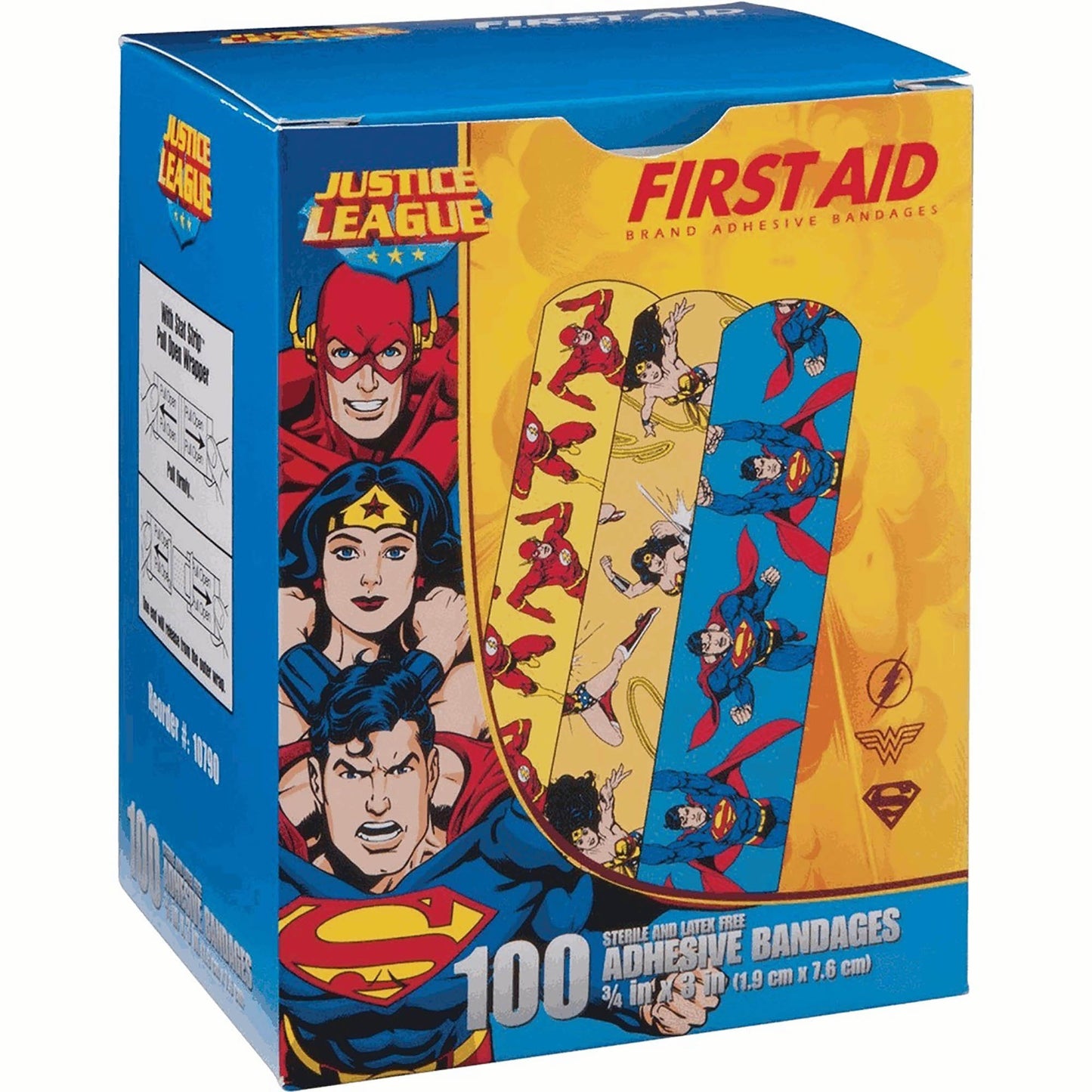 American White Cross Stat Strip Superman/Wonder Woman/Flash Kid Design Adhesive Strip,  x 3 Inch 1/BOX -10790