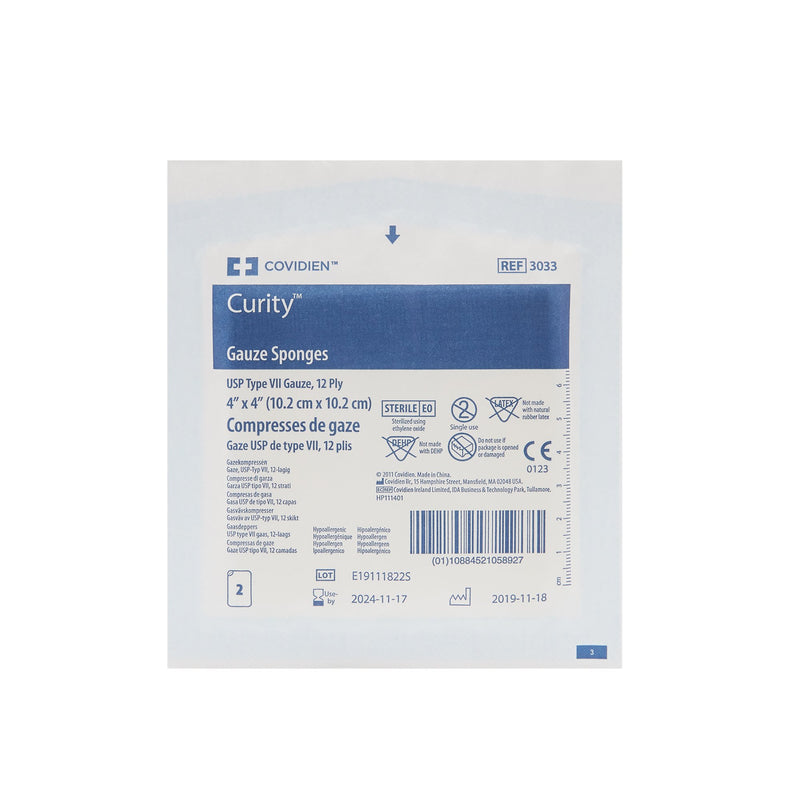 Curity™ Sterile USP Type VII Gauze Sponge, 4 x 4 Inch, 12-Ply