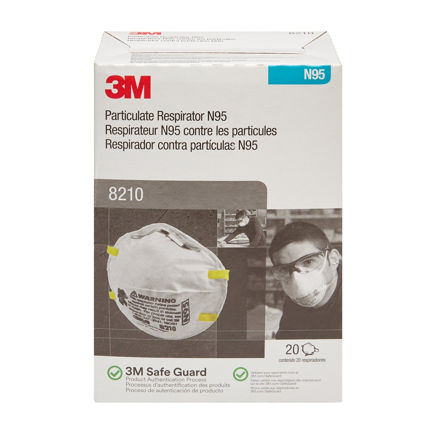 3M Industrial N95 Particulate Respirator Mask, 1 Size 20/BOX -8210