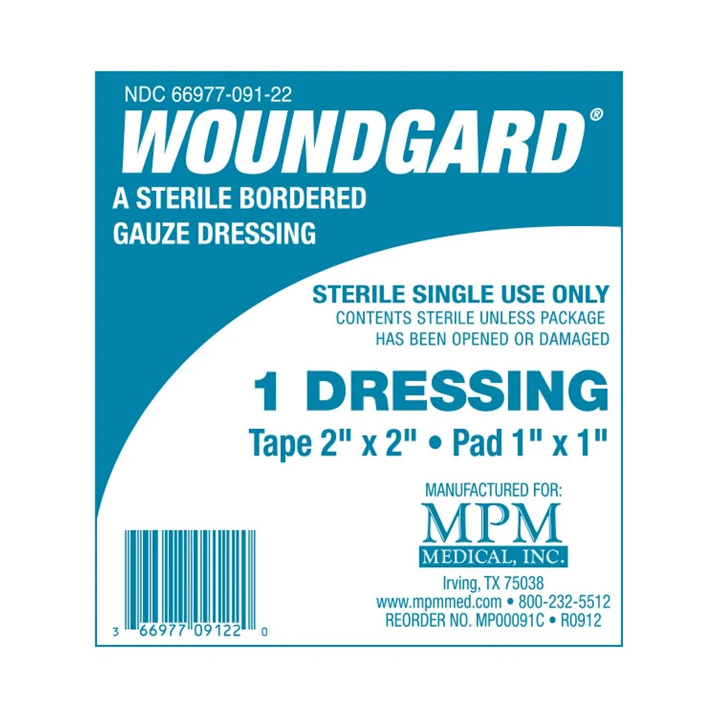 WoundGard White Adhesive Dressing, 2 x 2 Inch 30/BAG -MP00091C