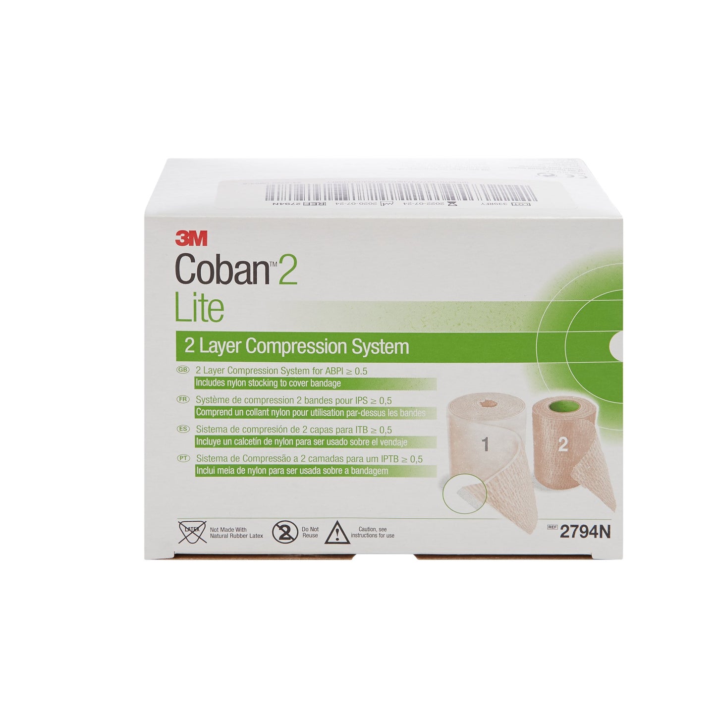 3M™ Coban™2 Lite Self-adherent / Pull On Closure Two-Layer Compression Bandage System 1/BOX -2794N