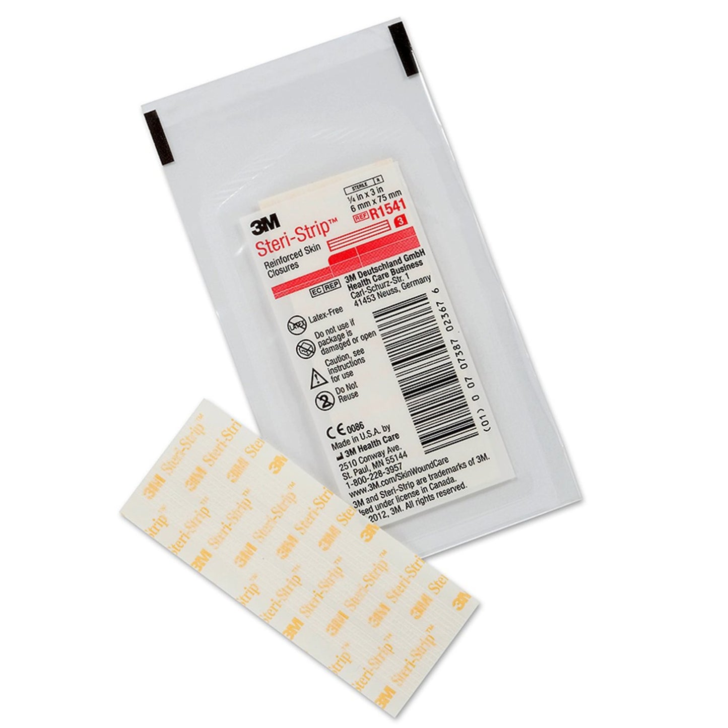 3M Steri-Strip Skin Closure Strips, Non-Woven, 1/4 inch X 3 Inch, Reinforced Strip, White 50/BOX -R1541