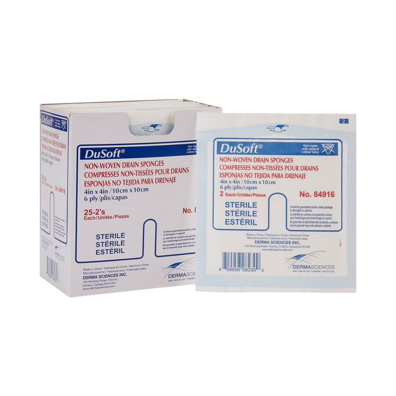 Dumex IV/Drain Split Dressing, 4 x 4 Inch, 6-Ply