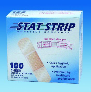 American White Cross Stat Strip Sheer Adhesive Strip, 1 x 3 Inch 100/BOX -15205