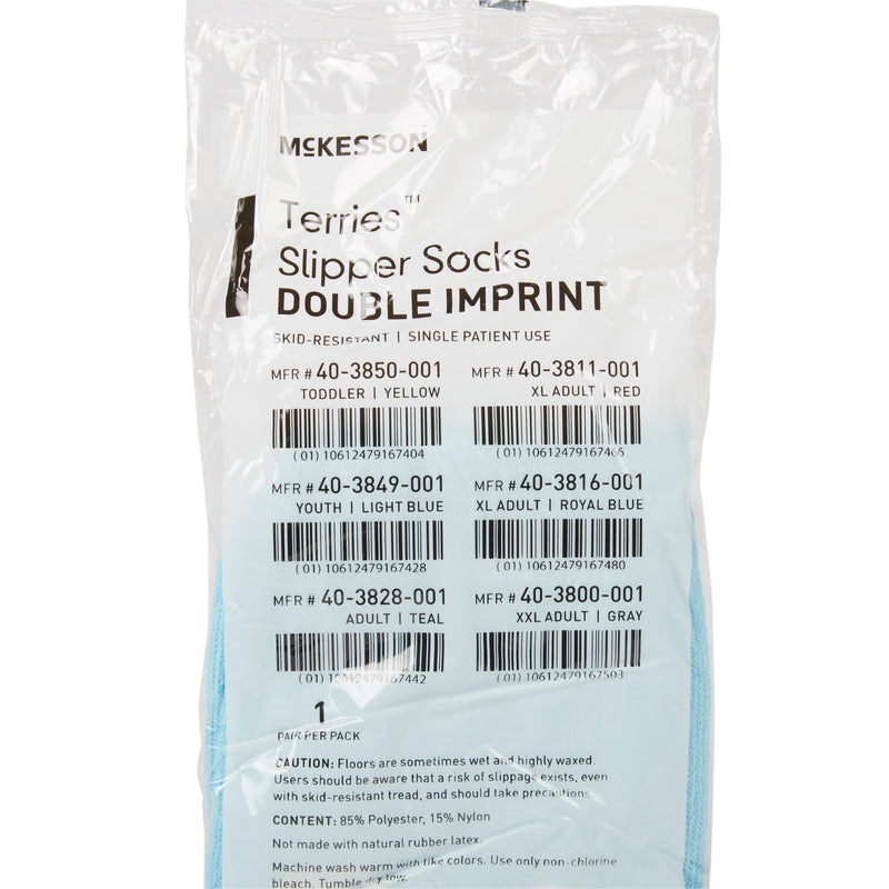 McKesson Terries™ Double Tread Slipper Socks, Youth 1/PAIR -40-3849-001 - BriteSources