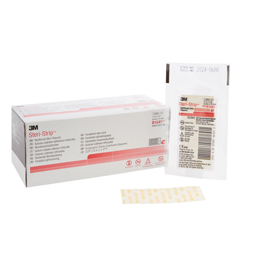 3M Steri-Strip Skin Closure Strips, Non-Woven, 1/4 inch X 3 Inch, Reinforced Strip, White 50/BOX -R1541