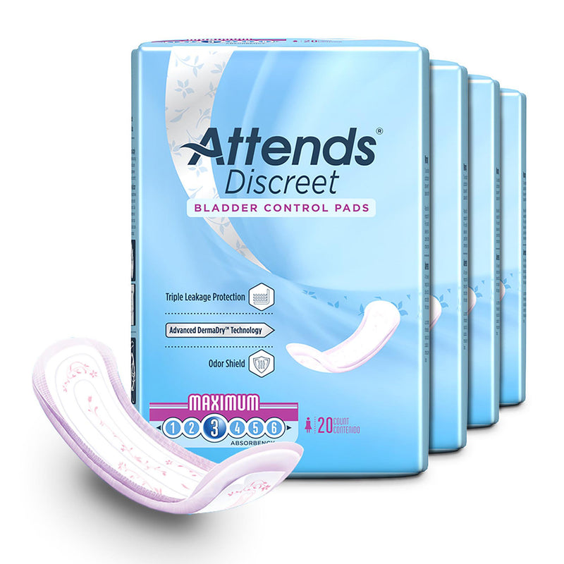 Attends Discreet Women's Maximum Bladder Control Pad, 13-Inch Length 20/BAG -ADPMAX - BriteSources