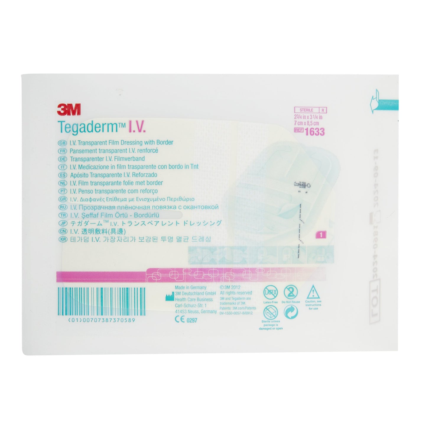 3M™ Tegaderm™ IV Dressing, 8.5 x 7 cm 1/EACH -1633