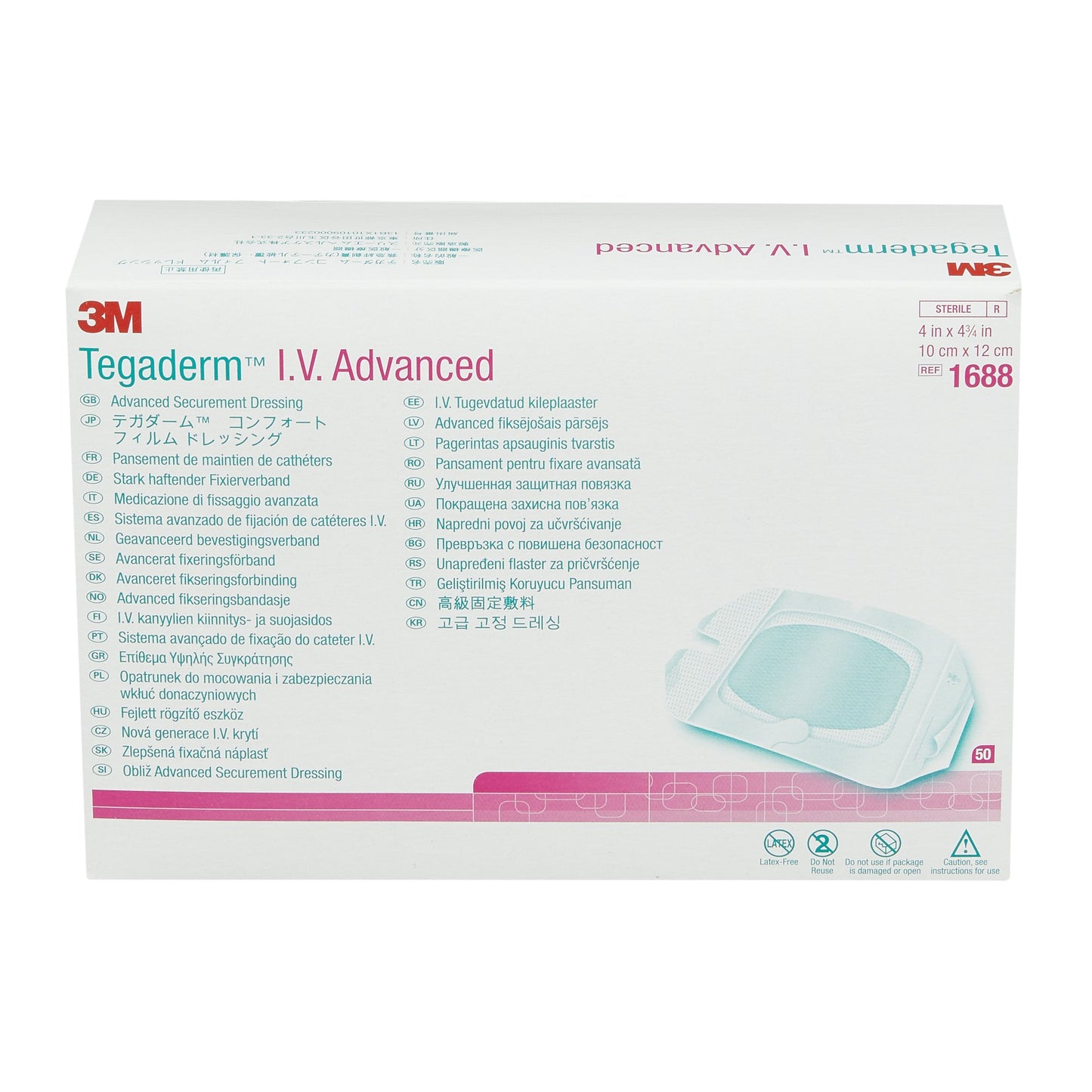 3M™ Tegaderm™ IV Advanced Securement Dressing, 4 x 4 Inch 200/CASE -1688