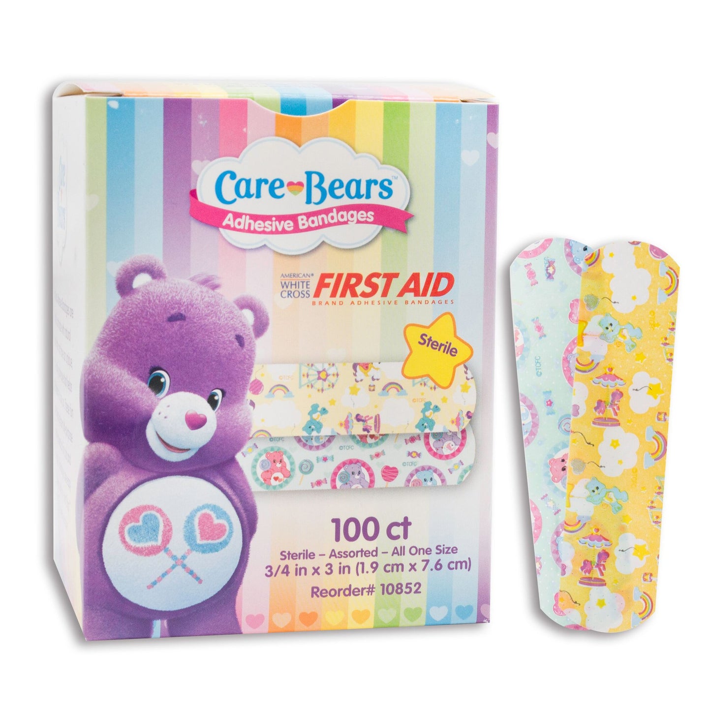 American White Cross Stat Strip Kid Design (Care Bears) Adhesive Strip, 3/4 x 3 Inch 1200/CASE -10852