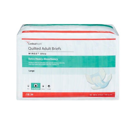 Wings™ Ultra Quilted Extra Heavy Absorbency Incontinence Brief, Large 72/CASE -77074