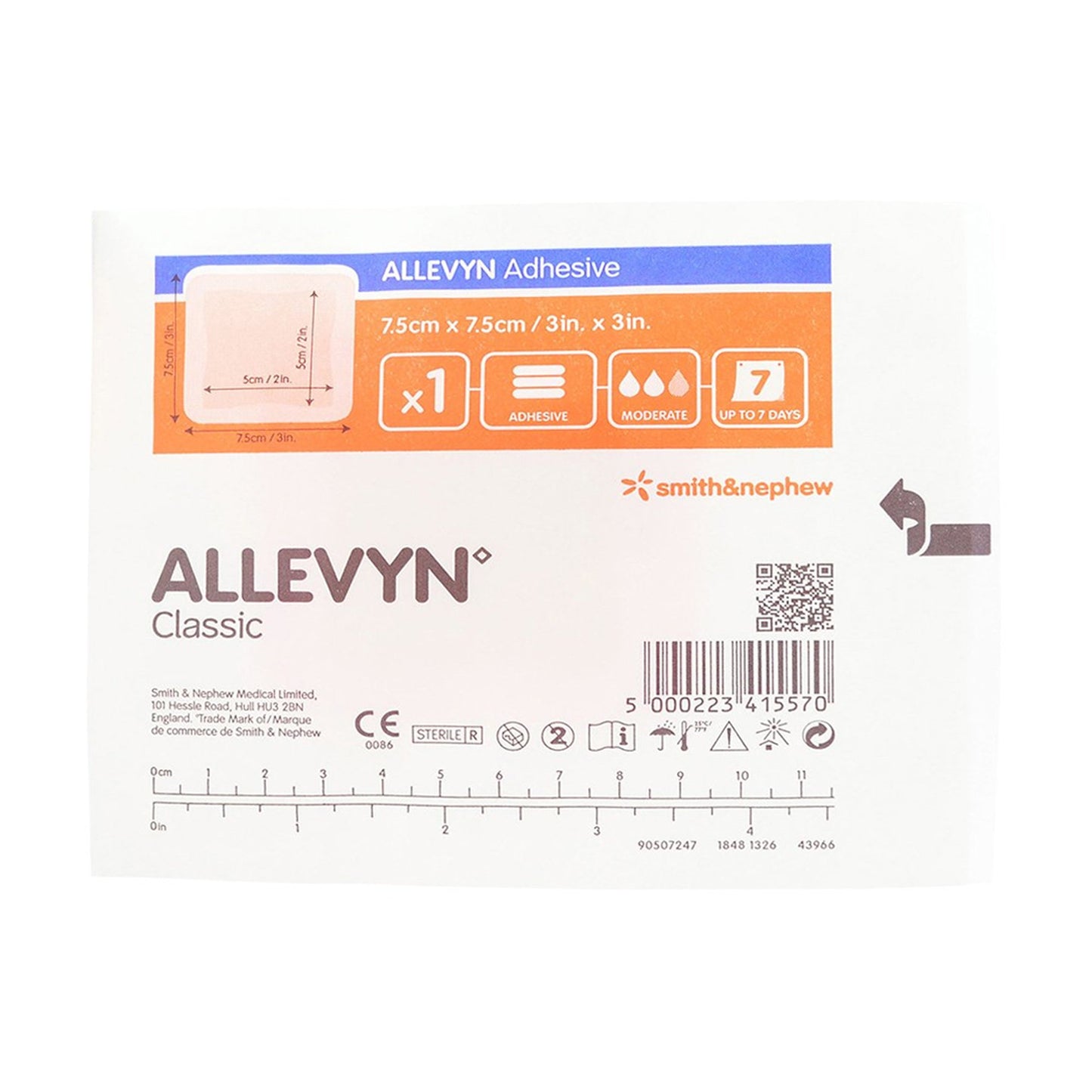 Allevyn Adhesive with Border Foam Dressing, 3 x 3 Inch 10/BOX -66020043